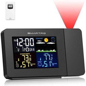 Projection Alarm Clock for Bedrooms with Weather Station,Wireless Indoor Outdoor